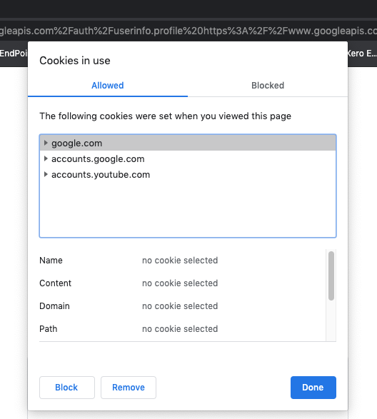 Allow cookies in chrome, allowed list