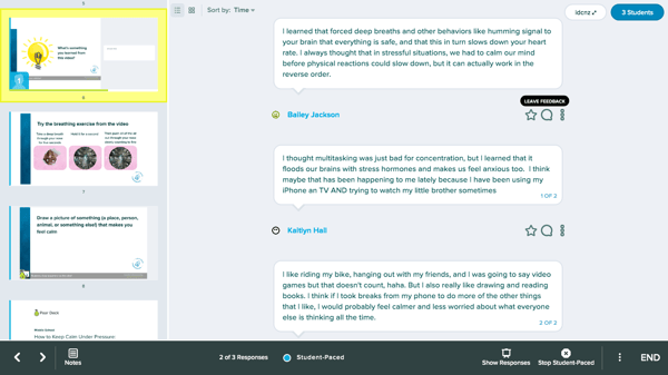 Dashboard, text, leave feedback
