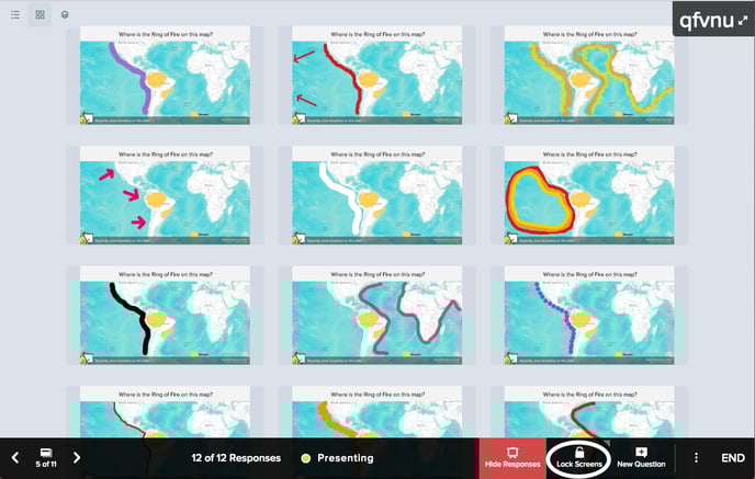 Drawing, map, grid responses on projector, highlight lock button