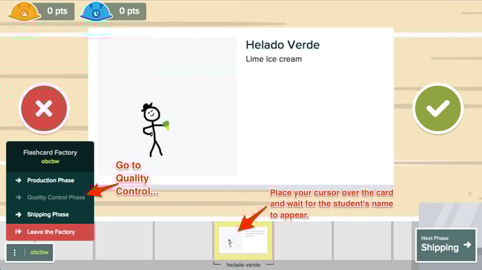 FF, quality control, how to see a students name