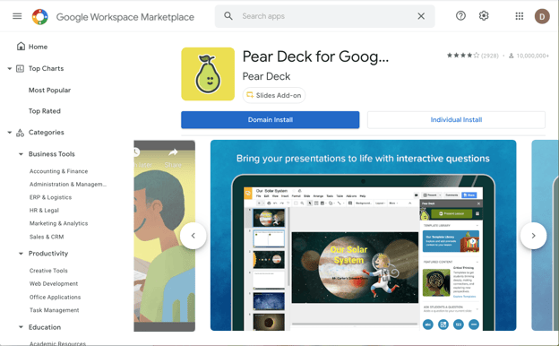 Google admin, add app to domain install list, 3