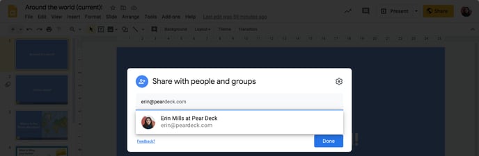 Gslides, share modal
