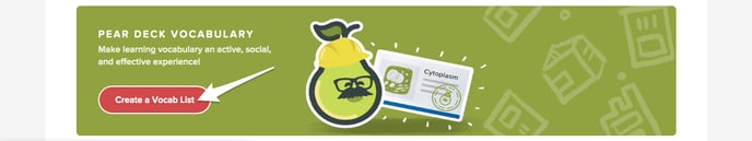 Home, create a vocab list, arrow