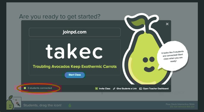Join instructions, students connected, red circle
