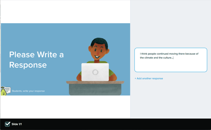 Pear Pop, student view, text response