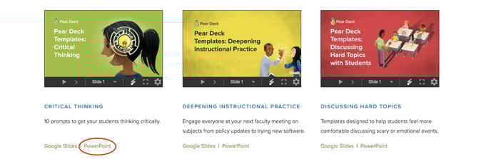 Pear deck templates page, powerpoint circled