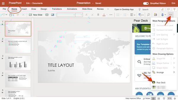 Ppt, home, more options, pear deck, with arrows-1