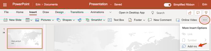 Ppt, insert, more options, add-ins