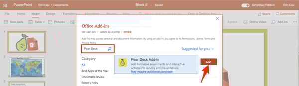 Ppt, office add-ins menu