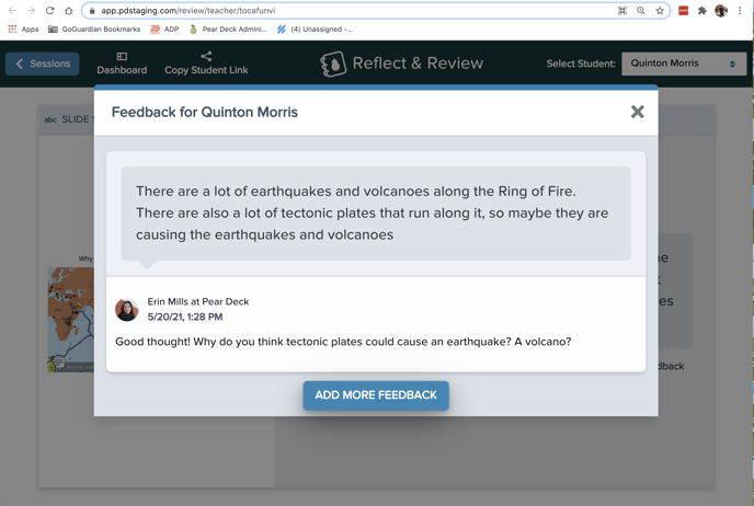 Reflct & review, feedback has been submitted