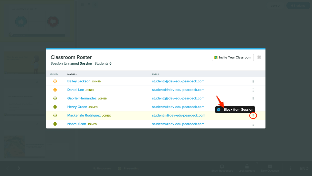 Block student, red arrow