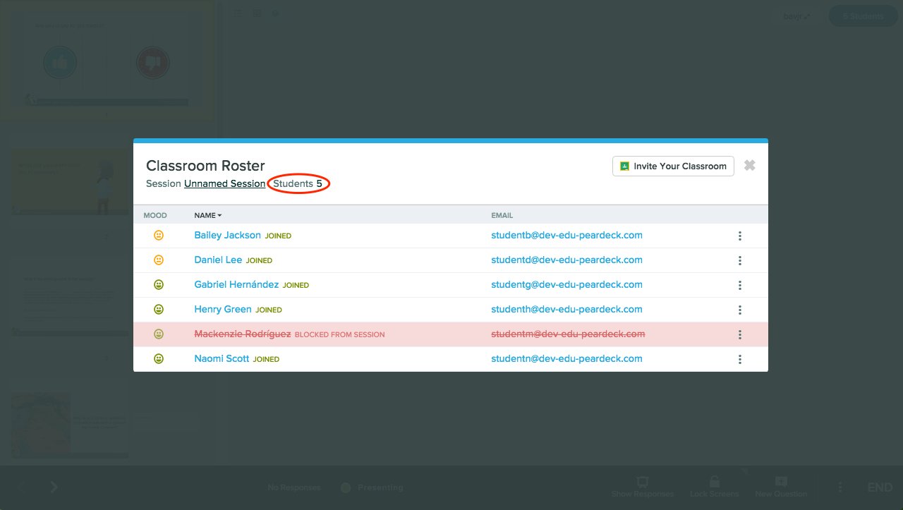 Blocked student, new session total