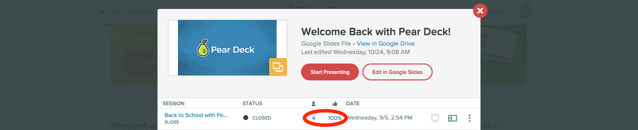 Deck modal, roster and percentage numbers, circled