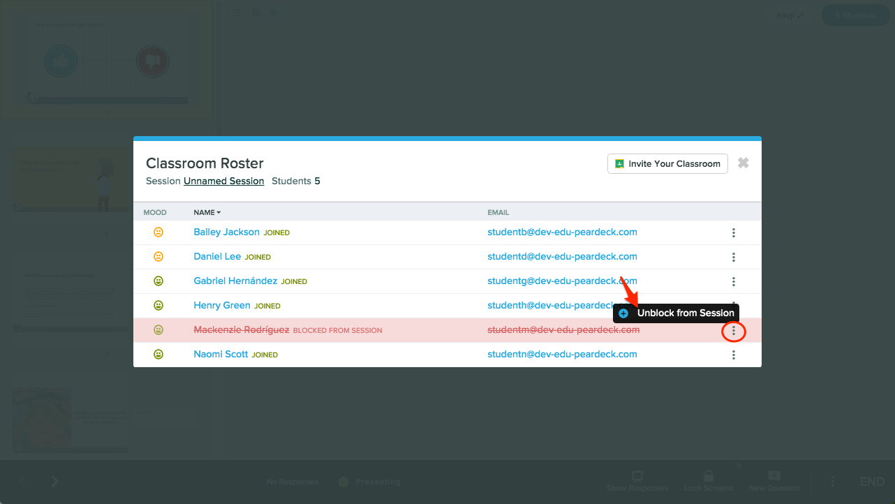 Unblock student, red arrow